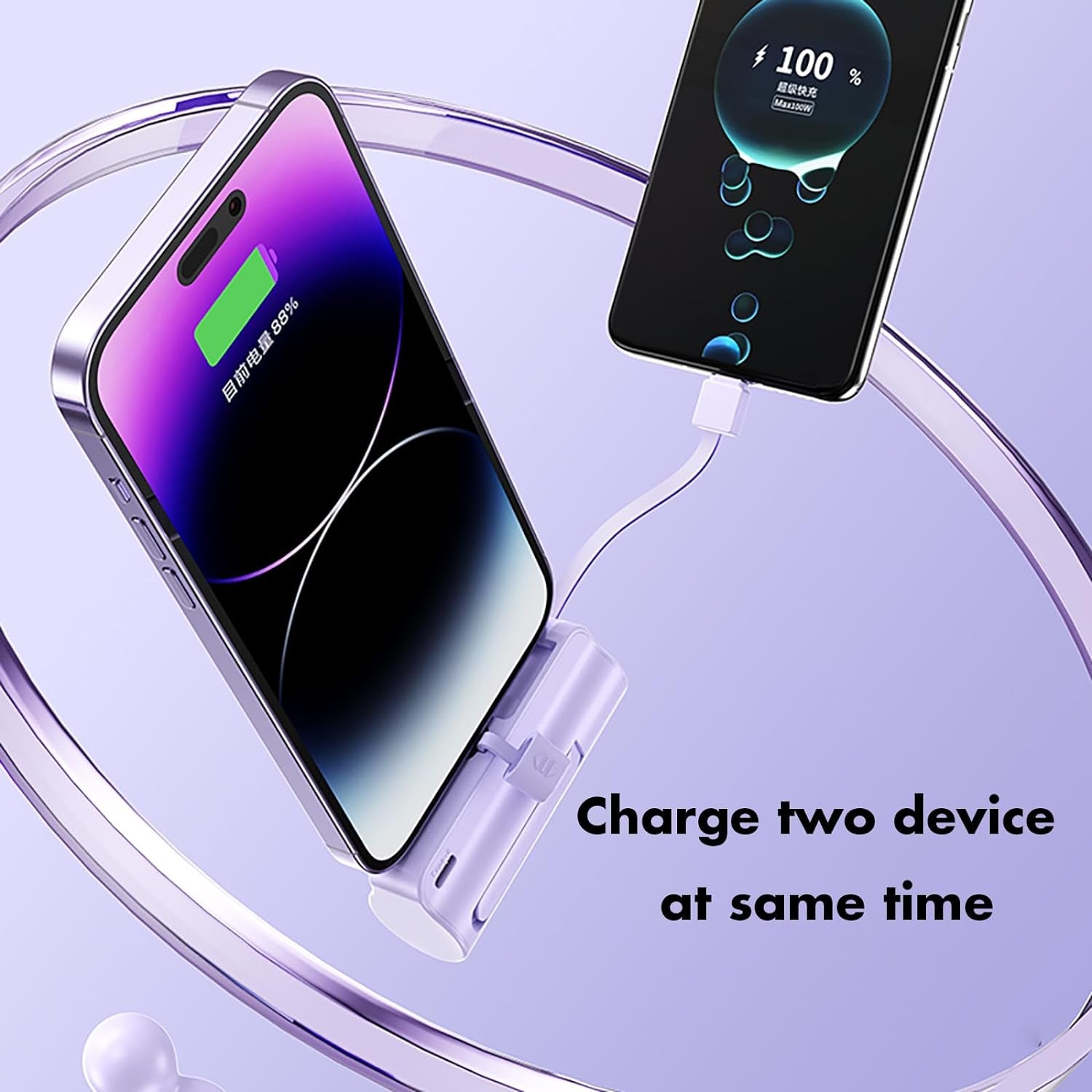 Mini Power Bank 5500Mah Portable Power Bank,Dual USB-C Ports Cell Phone Power Charger, LCD LED Display Battery Compatible with Iphone 16/15 Plus/15 Pro/15 Pro Max/Android Phone/Samsung/Moto/Lg Etc