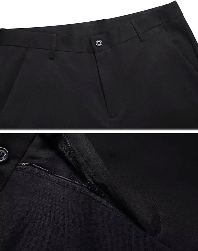 ✨ “Pantalones negros de hombre – estilo coreano, cómodos, elegantes y de secado rápido. El toque smart casual perfecto para la oficina o tu día a día esta primavera y otoño.”