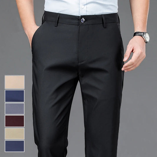 ✨ “Pantalones negros de hombre – estilo coreano, cómodos, elegantes y de secado rápido. El toque smart casual perfecto para la oficina o tu día a día esta primavera y otoño.”
