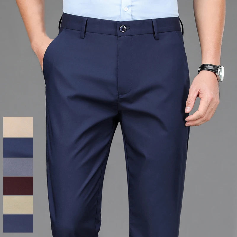 ✨ “Pantalones negros de hombre – estilo coreano, cómodos, elegantes y de secado rápido. El toque smart casual perfecto para la oficina o tu día a día esta primavera y otoño.”
