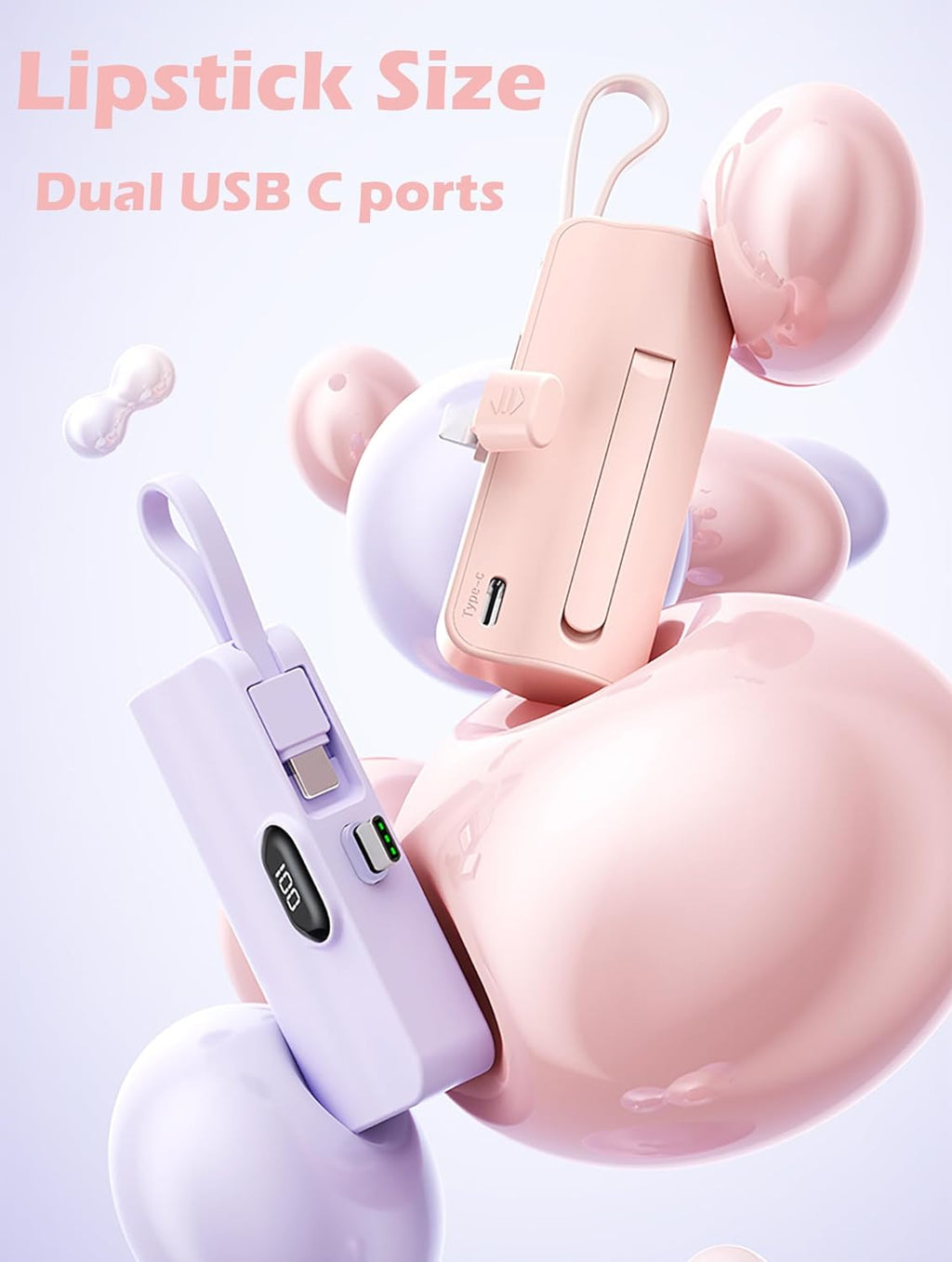 Mini Power Bank 5500Mah Portable Power Bank,Dual USB-C Ports Cell Phone Power Charger, LCD LED Display Battery Compatible with Iphone 16/15 Plus/15 Pro/15 Pro Max/Android Phone/Samsung/Moto/Lg Etc