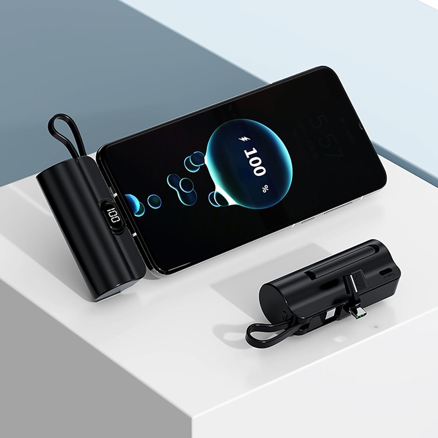 Mini Power Bank 5500Mah Portable Power Bank,Dual USB-C Ports Cell Phone Power Charger, LCD LED Display Battery Compatible with Iphone 16/15 Plus/15 Pro/15 Pro Max/Android Phone/Samsung/Moto/Lg Etc